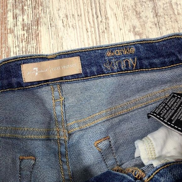 Women's 7 for all Mankind Luxe Vintage the ankle skinny jeans size 26 sequins - Picture 5 of 9